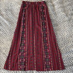 Elegant Patterned Maxi Skirt in Red